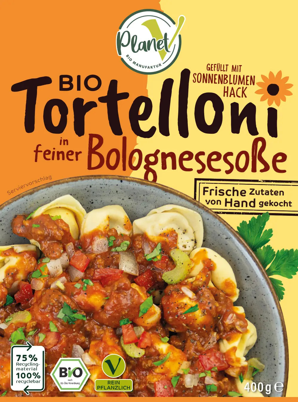 Bio Tortellini in feiner Bolognesesoße