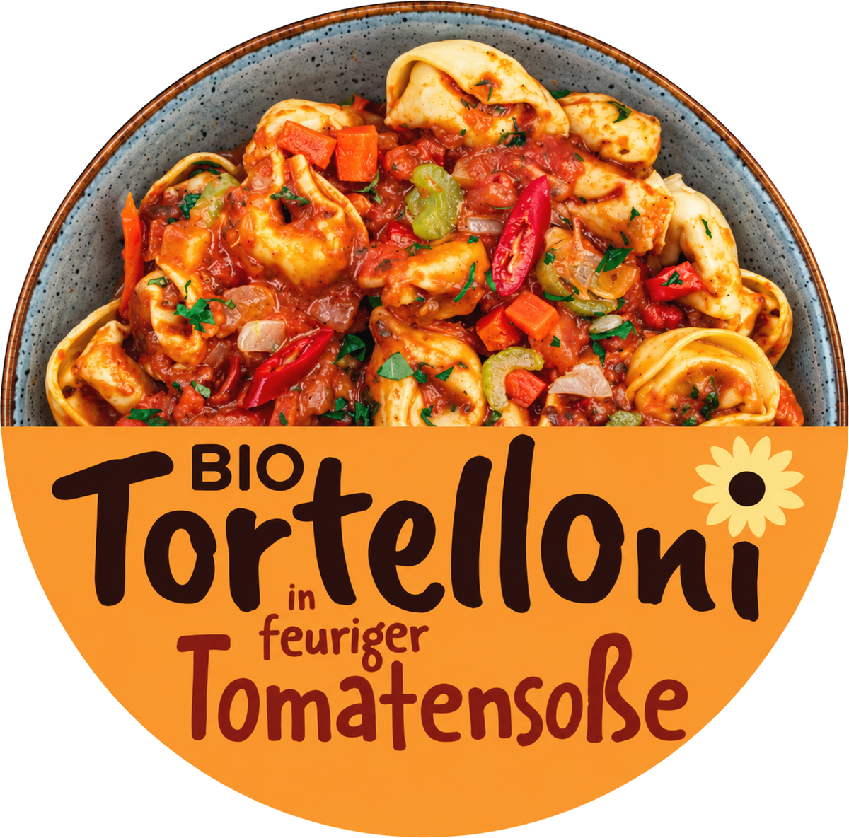 Bio Tortellini in feuriger Tomatensoße