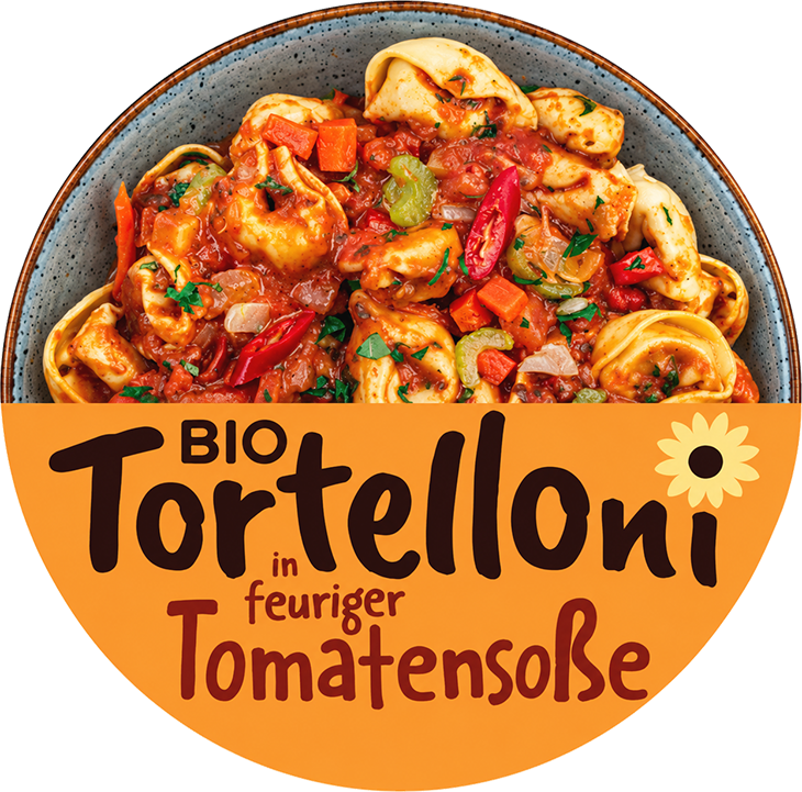 Bio Tortellini in feuriger Tomatensoße