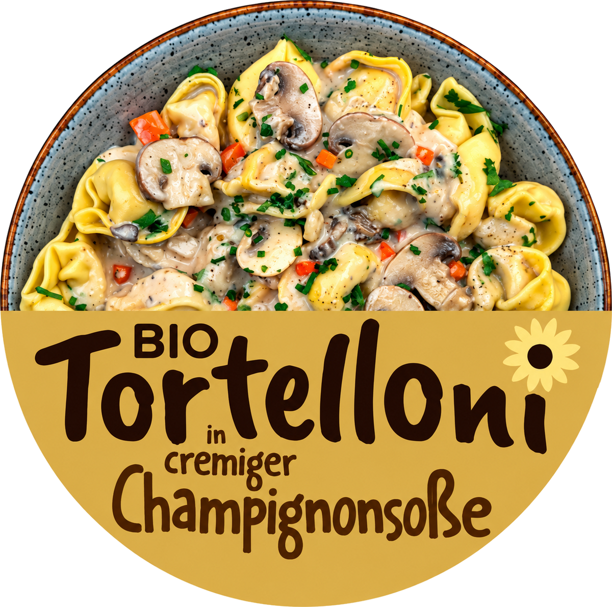 Bio Tortellini in cremiger Champignonsoße