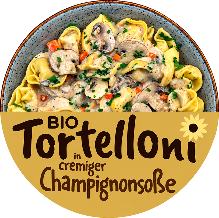 Bio Tortellini in cremiger Champignonsoße