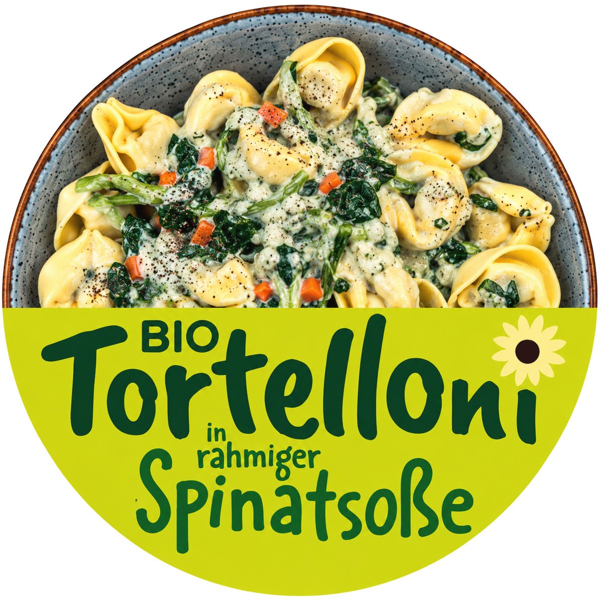 Bio Tortellini in rahmiger Spinatsoße