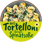 Bio Tortellini in rahmiger Spinatsoße