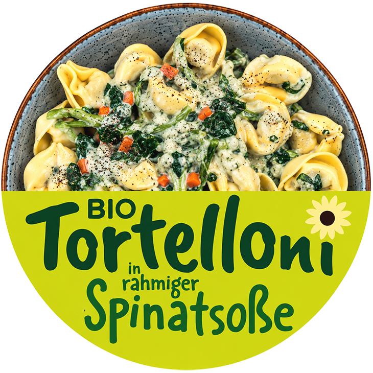 Bio Tortellini in rahmiger Spinatsoße